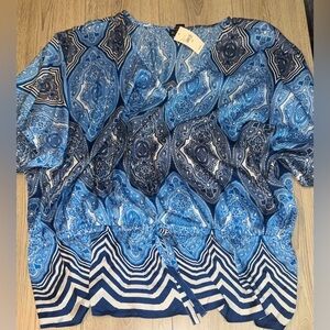 Lane Bryant Blue and White shirt Top